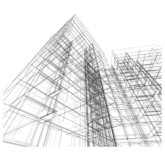 Plano de edificio hecho a trazos